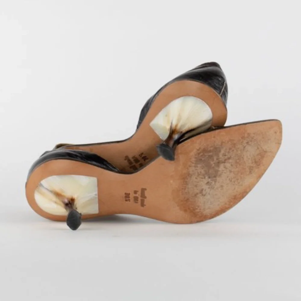 CYDWOQ Vintage Leather Spool Heel Sandals - Picture 5 of 5